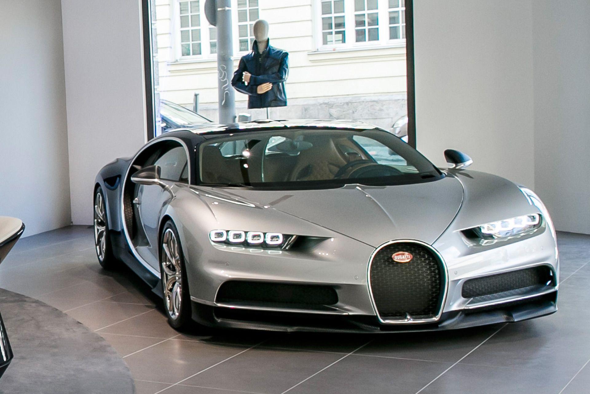 Silver Blue Car Logo - Silver Chiron is star of Bugatti's new Munich boutique and showroom