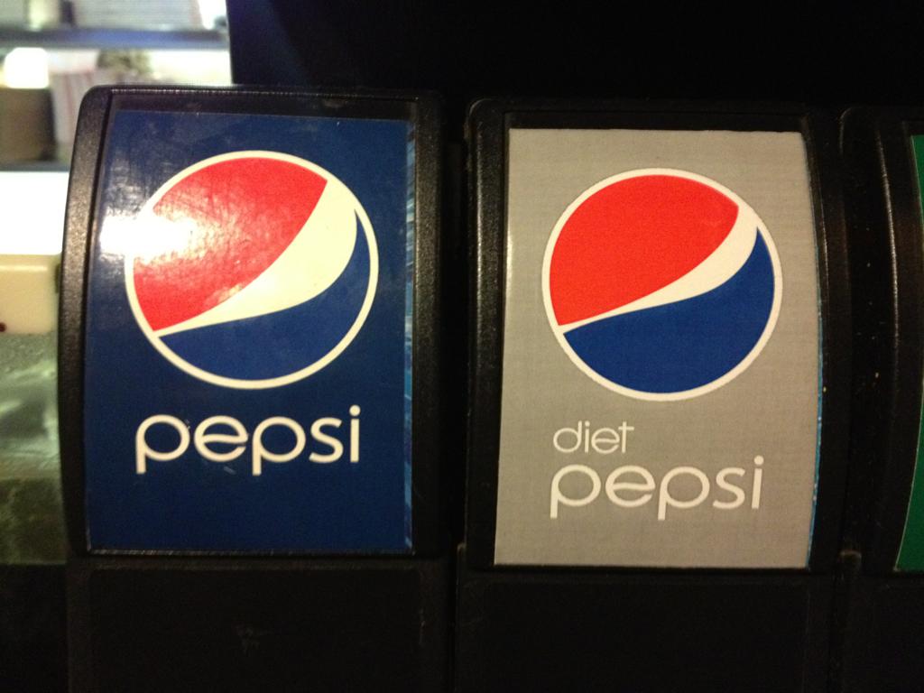 Diet Pepsi Logo - The white portion of the diet Pepsi logo is thinner than