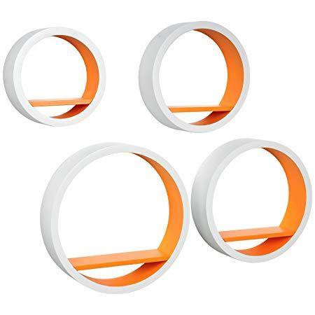 Orange and White Circle Logo - WOLTU Floating Shelves Orange White Round Floating Wall Shelves Set
