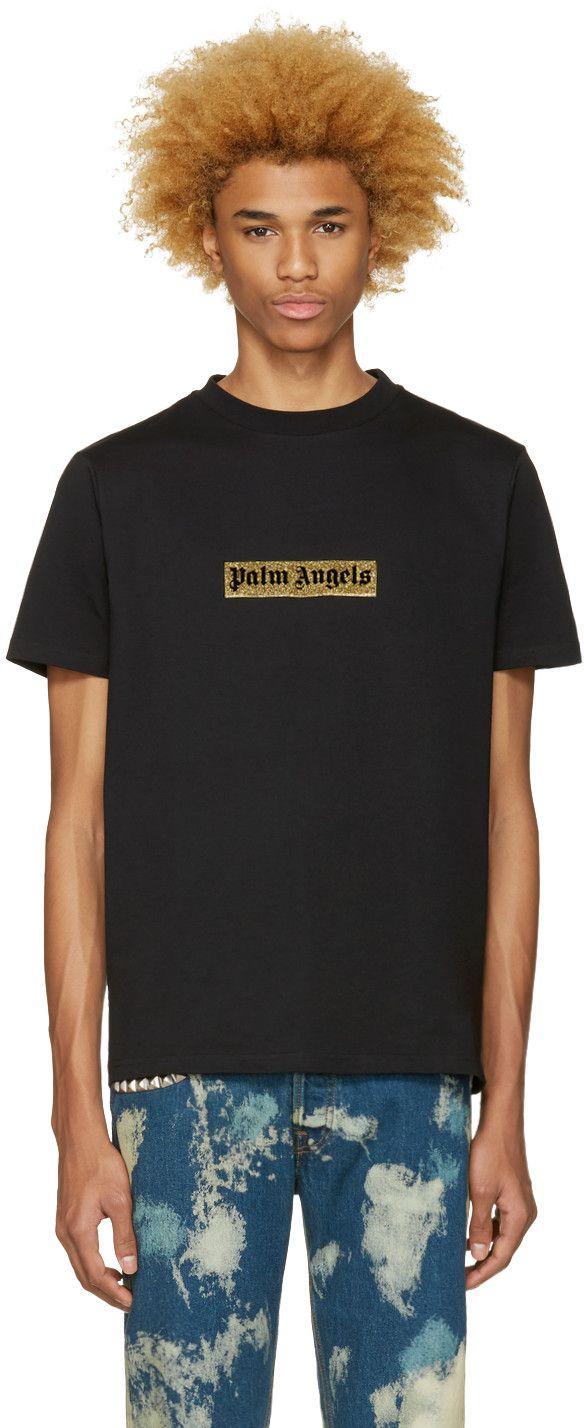Angels Box Logo - Palm Angels Style, Palm Angels Black Glitter Logo T Shirt Men, Palm