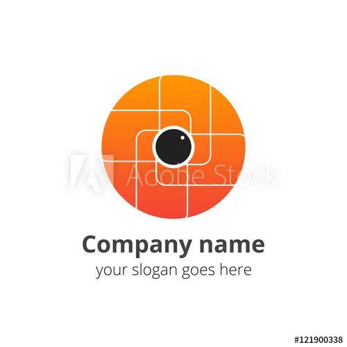 Orange and White Circle Logo - Eye vision, eyesight, camera, video vector logo design template