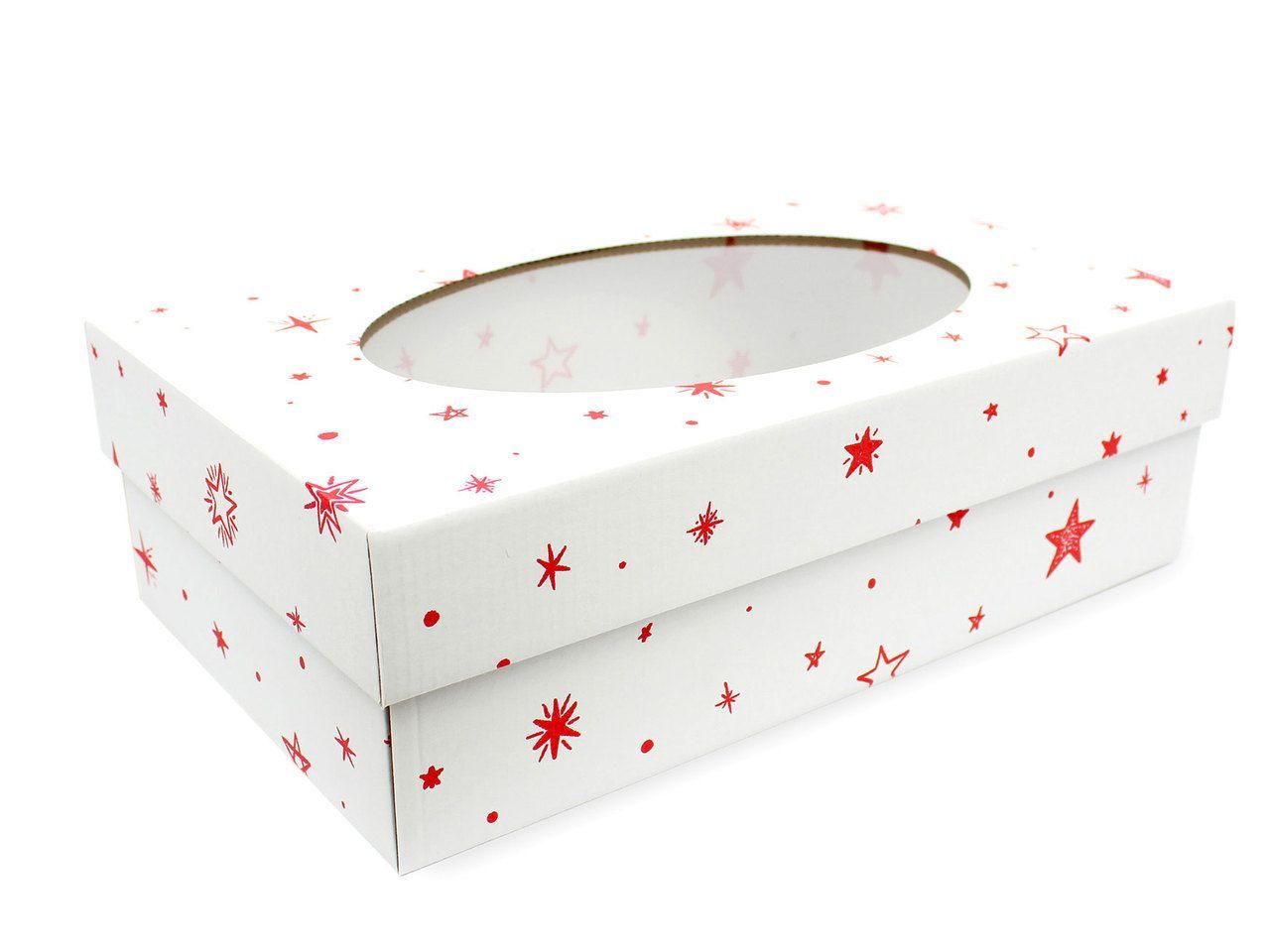 Red Box with White Oval Logo - Small General Purpose Gift Box with Oval Window - White with Red ...