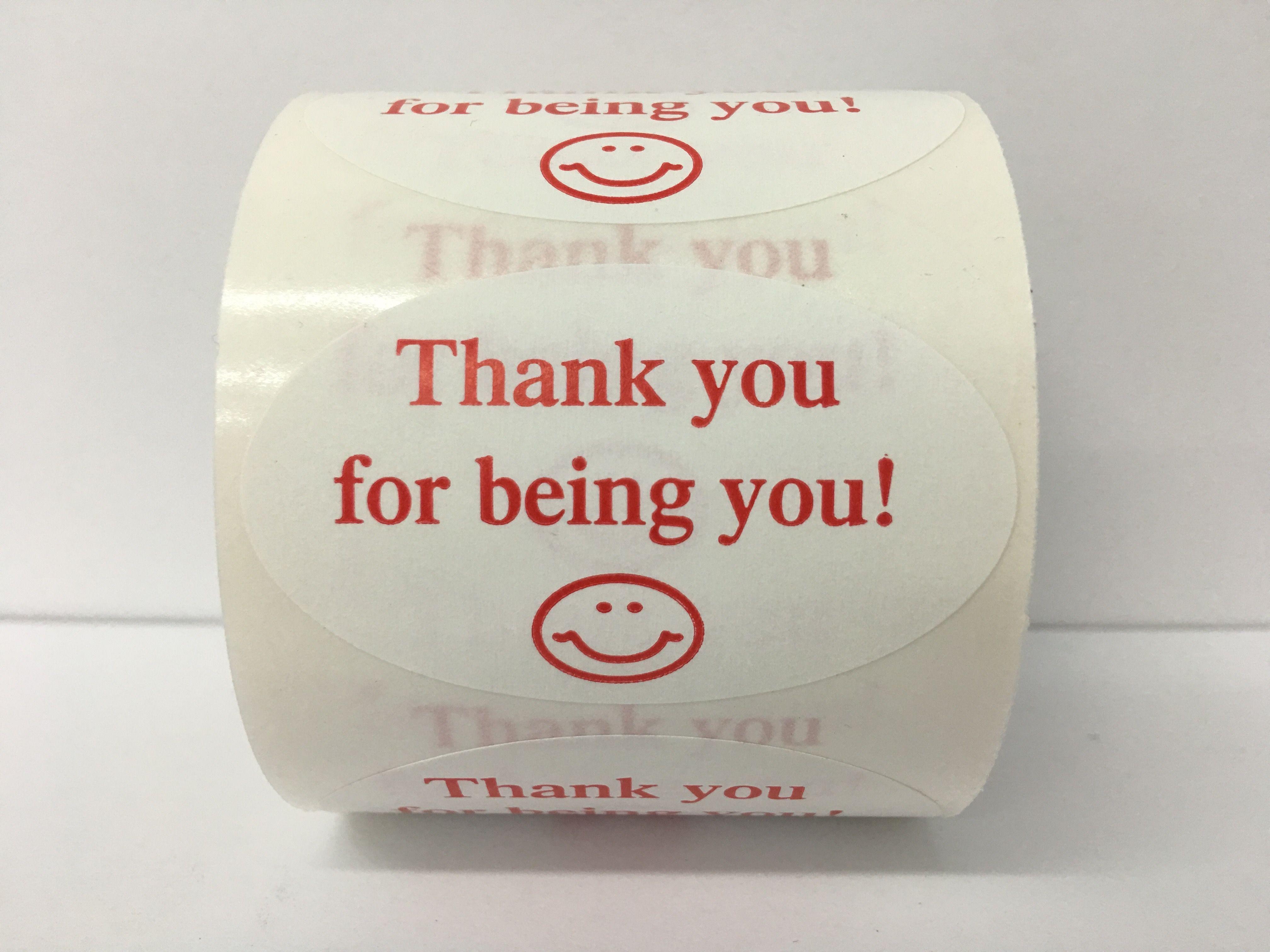 Red Box with White Oval Logo - 1.25x2 Oval White and Red Thank you for your business Shipping