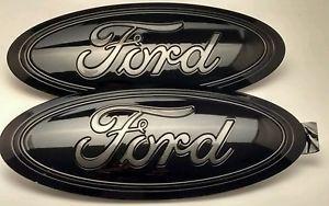 2018 Ford Logo - Details about 2017-2018 FORD f-250 Black & MAGNETIC GRAY LOGO, oval Emblem  SET, FRONT & REAR !