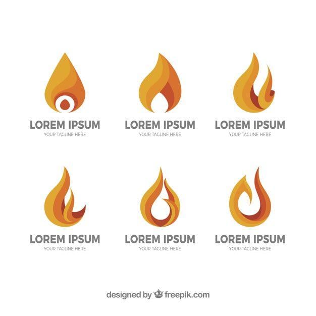 Six -Word Logo - Selection of six logos with flames in orange tones Vector | Free ...