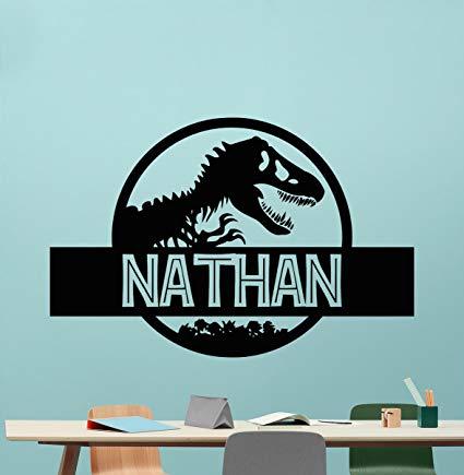 Dinosaur Office Logo - Custom Name Jurassic Park Logo Wall Decal Personalized Decal