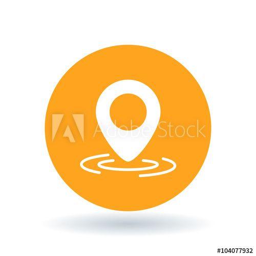 Orange and White Circle Logo - GPS marker icon. Location pointer sign. Coordinate pin symbol. White ...
