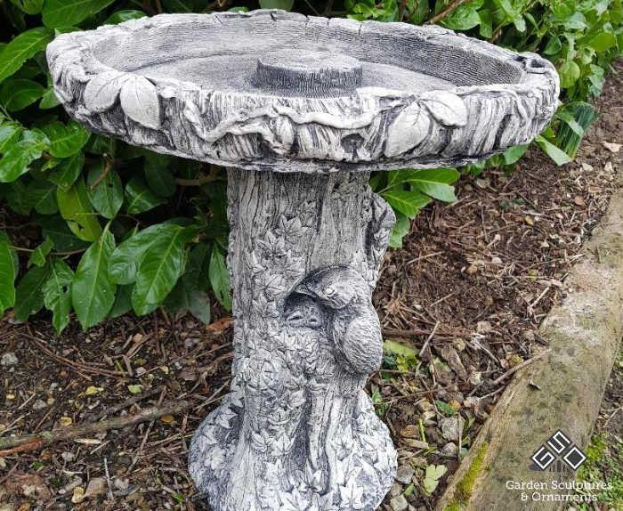 Stone Bird Logo - Woodpecker Bird Ornate Birdbath - Antique White B44 | Garden ...
