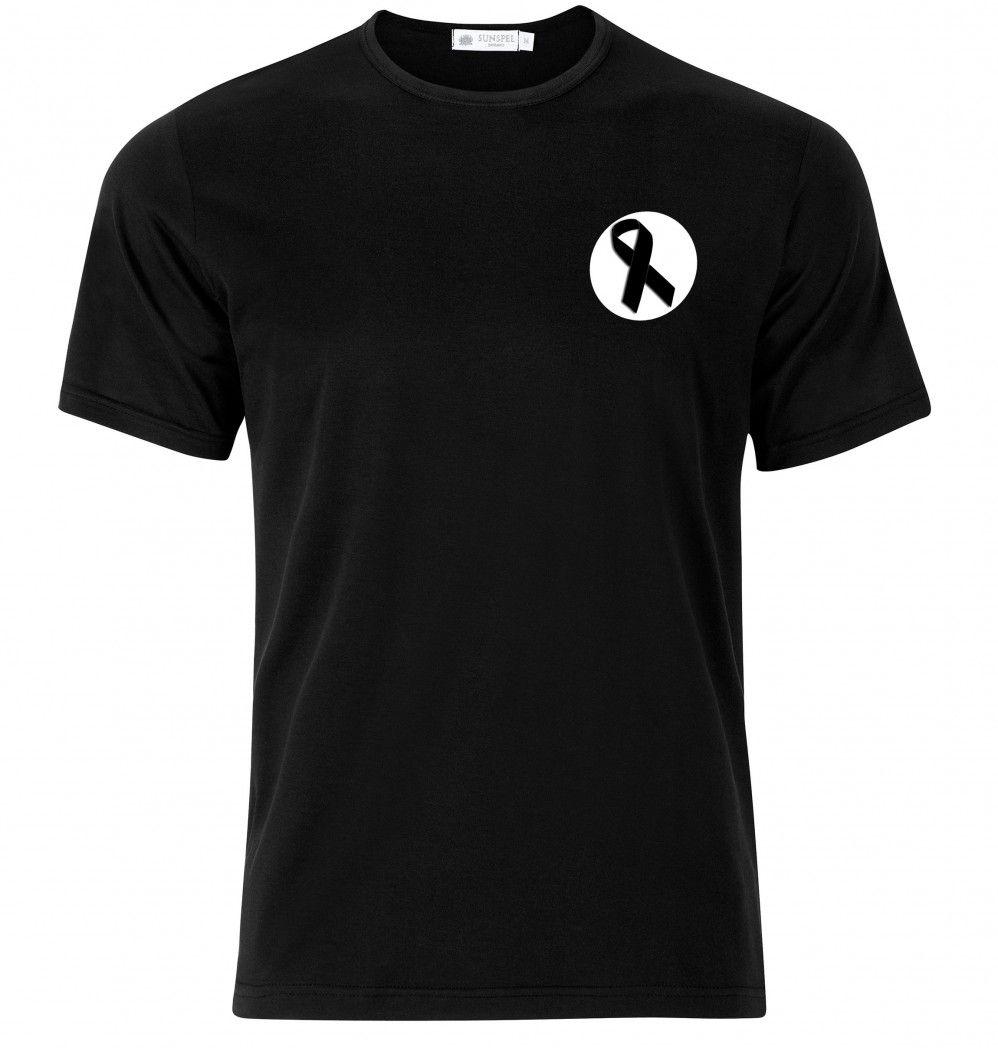 Black Ribbon Logo - Black T Shirt With Black Ribbon Logo