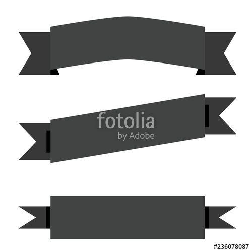 Black Ribbon Logo - black ribbon banner on white background. flat style. ribbon banner