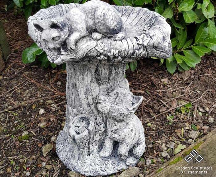 Stone Bird Logo - Cat and Dog Ornate Stone Bird Bath. Garden Sculptures & Ornaments