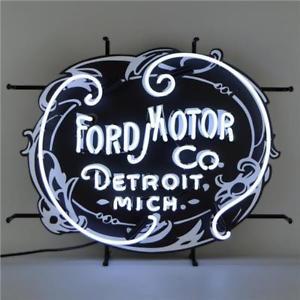 1903 Ford Logo - Ford Motor Company 1903 Heritage Logo (Vintage Look) White Neon Sign ...