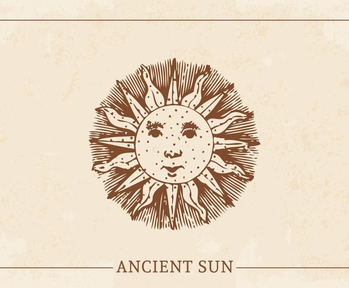 Ancient Sun Logo - Retro Ancient Sun Vector Art & Graphics