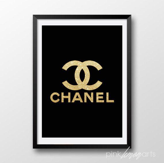 Black and Gold Chanel Logo - Gold chanel logo Black and gold print Coco Chanel