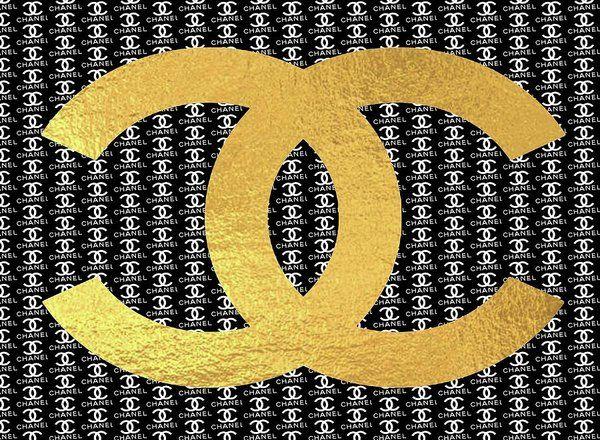 Black and Gold Chanel Logo - Chanel Black And White, Gold Logo Art Print by Del Art