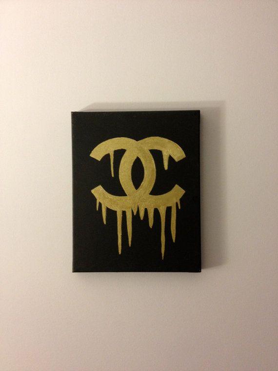 Black and Gold Chanel Logo - Dripping chanel Logos