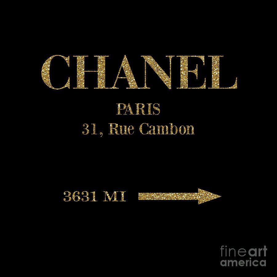 Black and Gold Chanel Logo - Mileage Distance Chanel Paris Black Gold Digital Art by Voros Edit