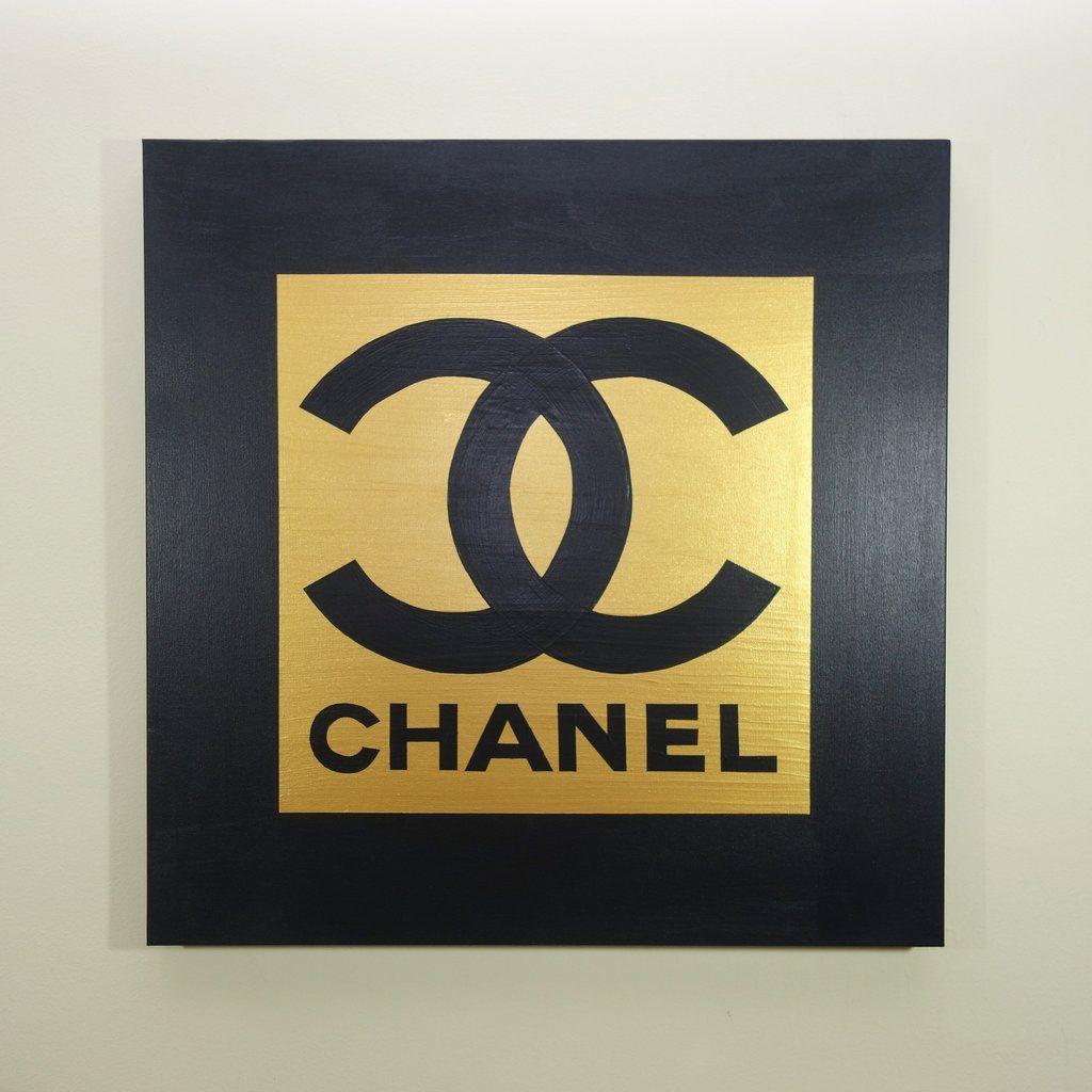 Black and Gold Chanel Logo - CC CHANEL / GOLD 24x24