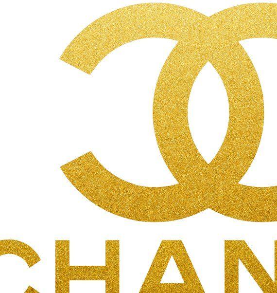 Coco Chanel Gold Logo - 2 for the price of 1, Gold chanel logo, Black white and gold print ...