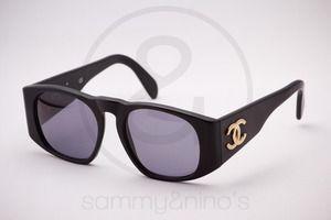 Black and Gold Chanel Logo - CHANEL Vintage Sunglasses in Black Matte With Gold CHANEL Logo ...