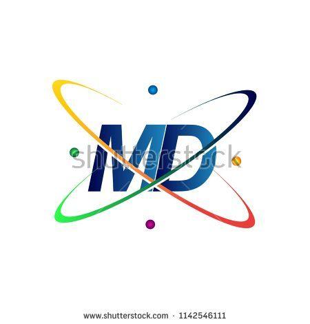 Yellow Blue Letters Logo - initial letter MD logotype science icon colored blue, red, green