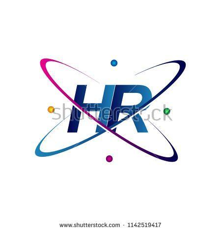 Yellow Blue Letters Logo - initial letter HR logotype science icon colored blue, red, green and ...