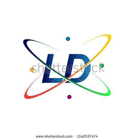Yellow Blue Letters Logo - initial letter LD logotype science icon colored blue, red, green