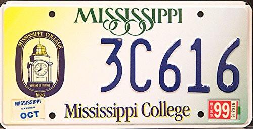 Yellow Blue Letters Logo - Mississippi State License Plate with Mississippi College Logo Blue ...