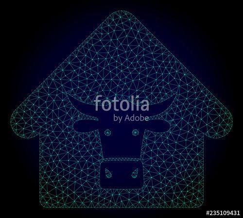 Cow Triangle Logo - Mesh cow farm polygonal illustration. Abstract mesh lines, triangles