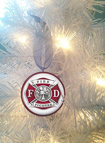 Tree with Red Shield Logo - Amazon.com: Red Firefighter Shield Maltese Cross Christmas Tree ...