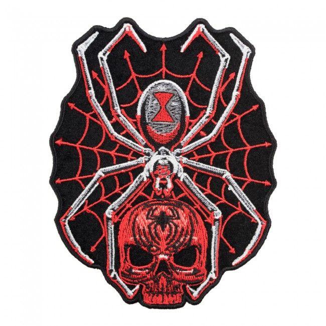 Black Spider Logo - Black Widow Spider Web Red Skull Patch | Spider Back Patches