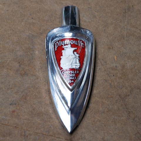 Plymouth Emblems Logo - Plymouth Deluxe Coupe P5 grille emblem 1938 only – Nostalgic Parts