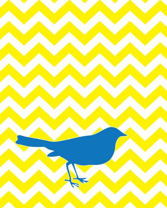 Blue Bird with Yellow Background Logo - Blue Bird on Yellow Background by Priss Designs. Artwork fo