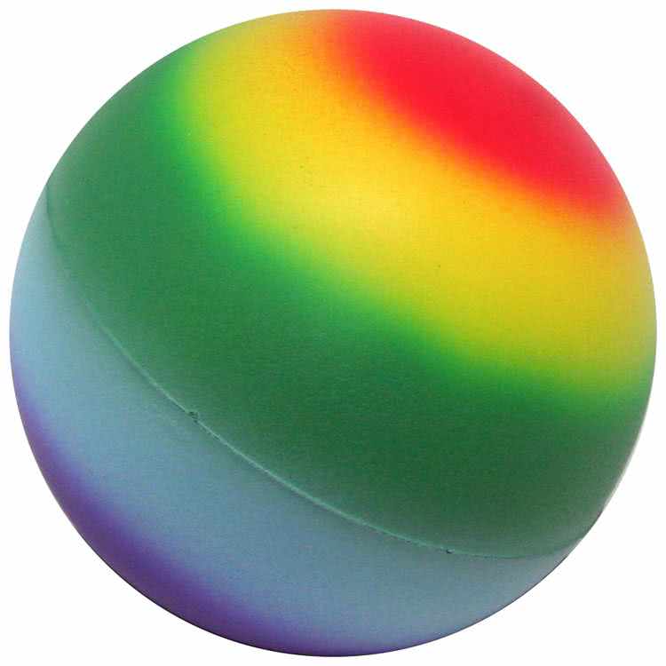 Rainbow Sphere Logo - Promotional Rainbow Ball Stress Relievers with Custom Logo for $1.88 Ea.