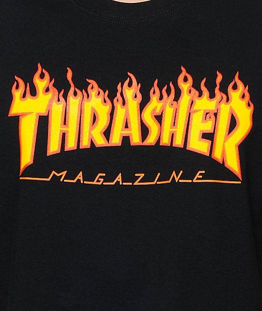 Thrasher Fire Logo - Thrasher Flame Logo Black T-Shirt | Zumiez