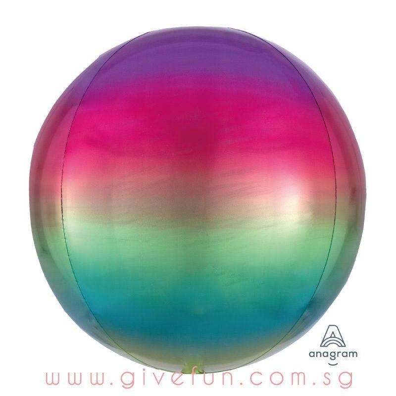 Rainbow Sphere Logo - Orbz 16 41cm Ombré Rainbow Sphere Shaped Balloon