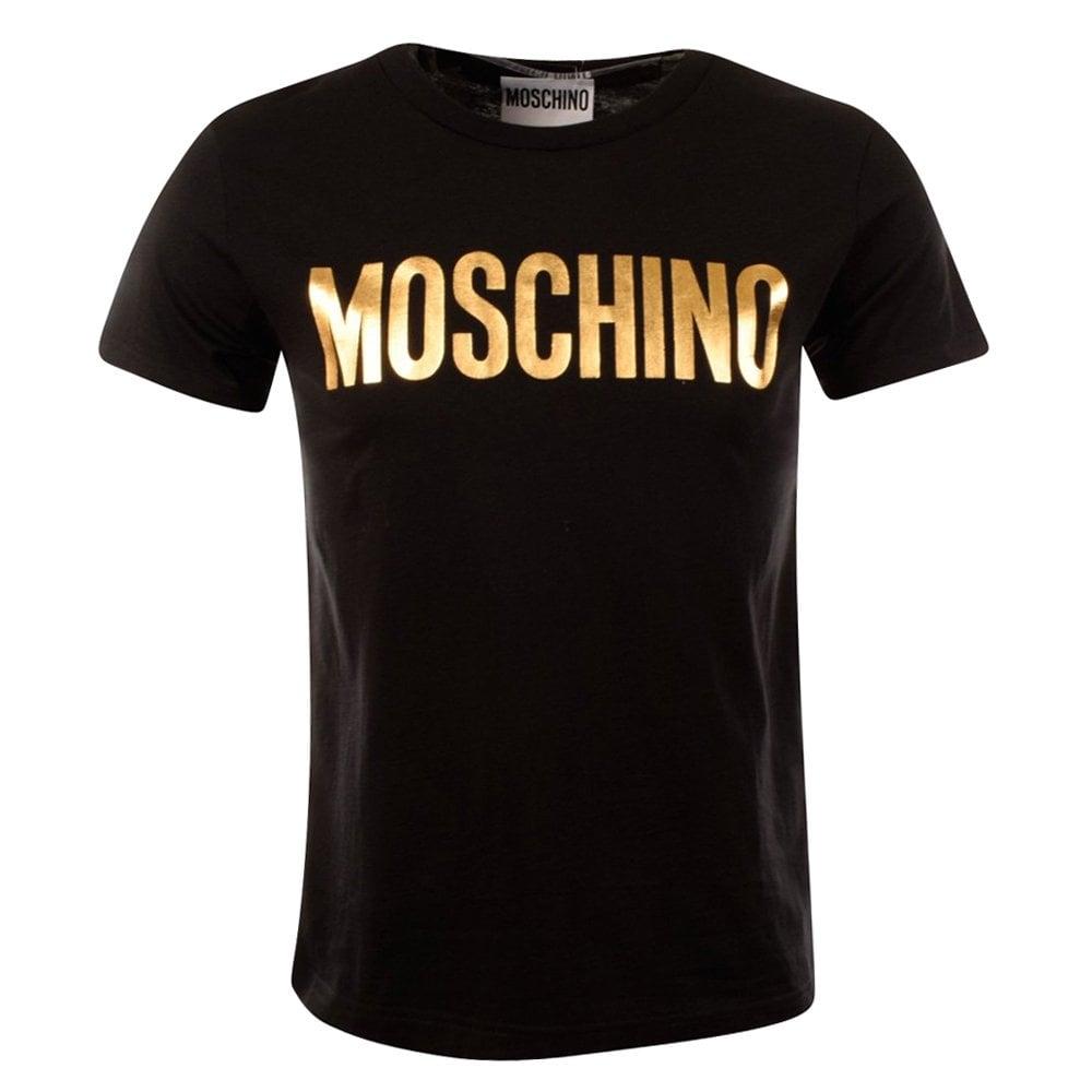 Moschino Gold Logo - MOSCHINO Moschino Black & Gold Logo T Shirt
