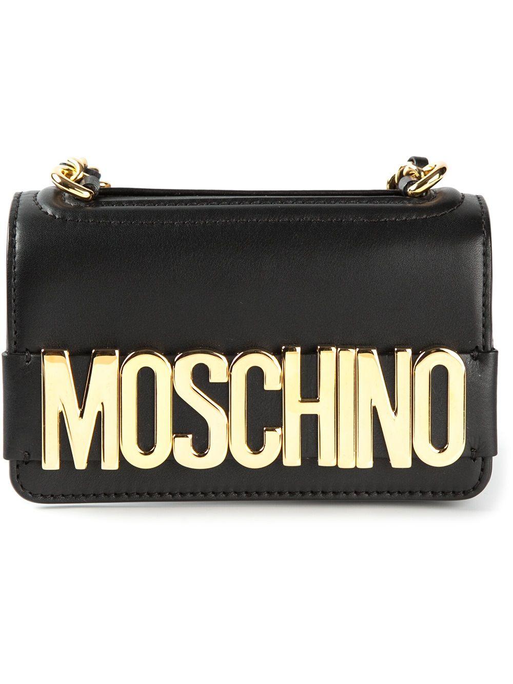Moschino Gold Logo - Moschino Logo Plaque Pochette in Metallic - Lyst