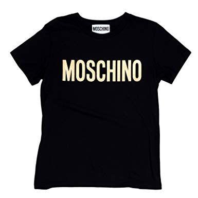 Moschino Gold Logo - Moschino Mens Black T Shirt with Gold Logo MOSM5338: Amazon.co.uk