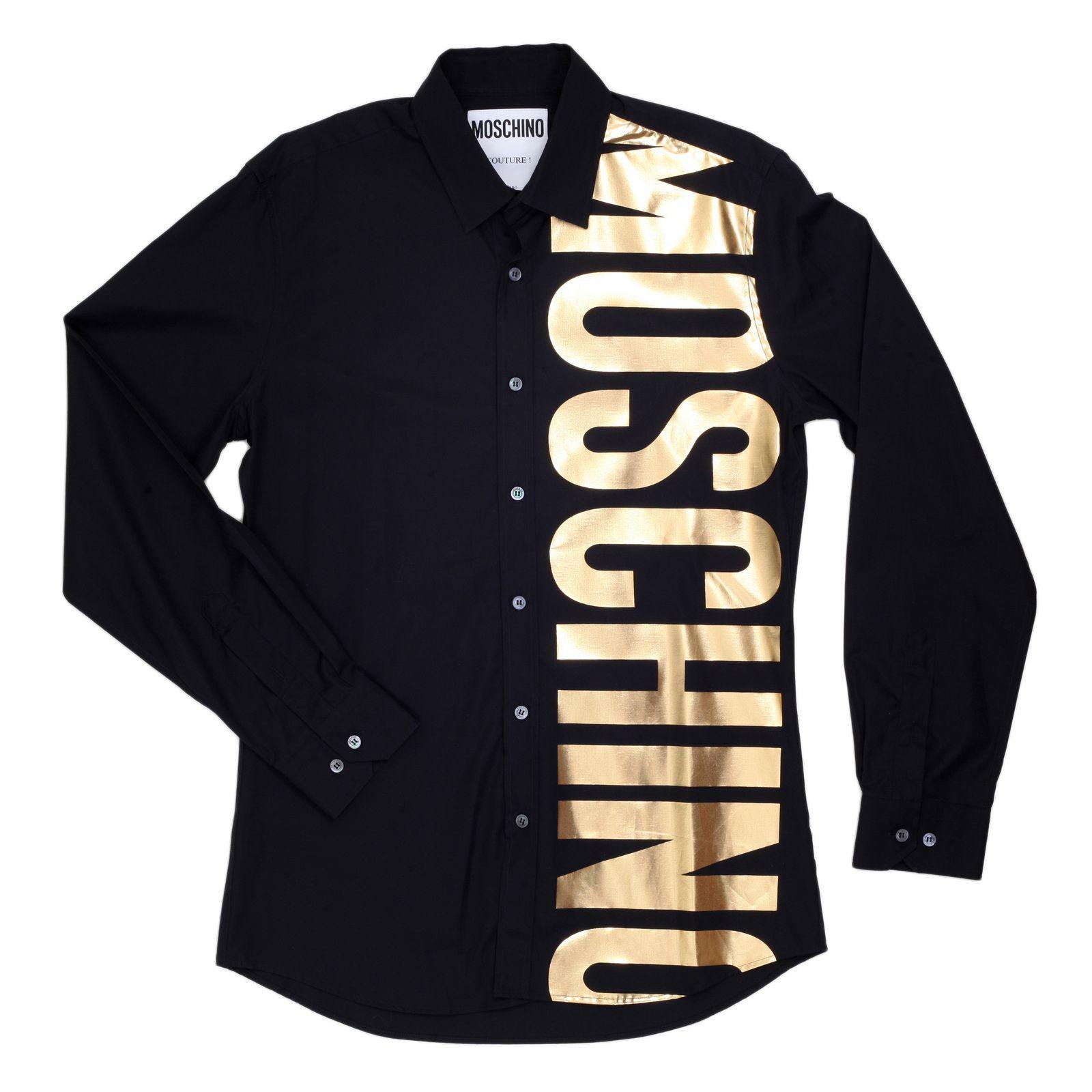 Moschino Gold Logo - Buy Long Sleeve Black Shirt with Large Gold Text Logo