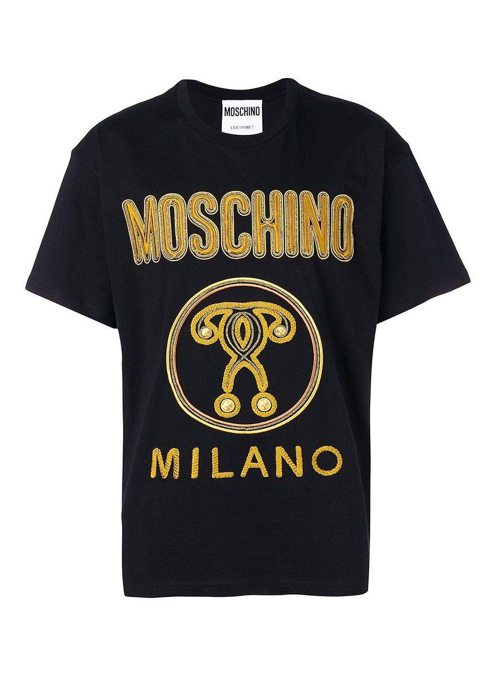 Moschino Gold Logo - Moschino Gold Rope Question Mark Tee - Black | Philip Browne Menswear