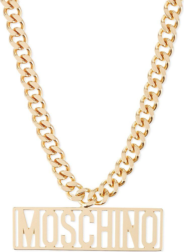 Moschino Gold Logo - Moschino Logo Necklace in Metallic