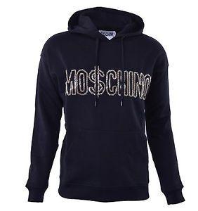 Moschino Gold Logo - MOSCHINO COUTURE RUNWAY Metal Chain Gold Logo Hoodie Jacket Black ...