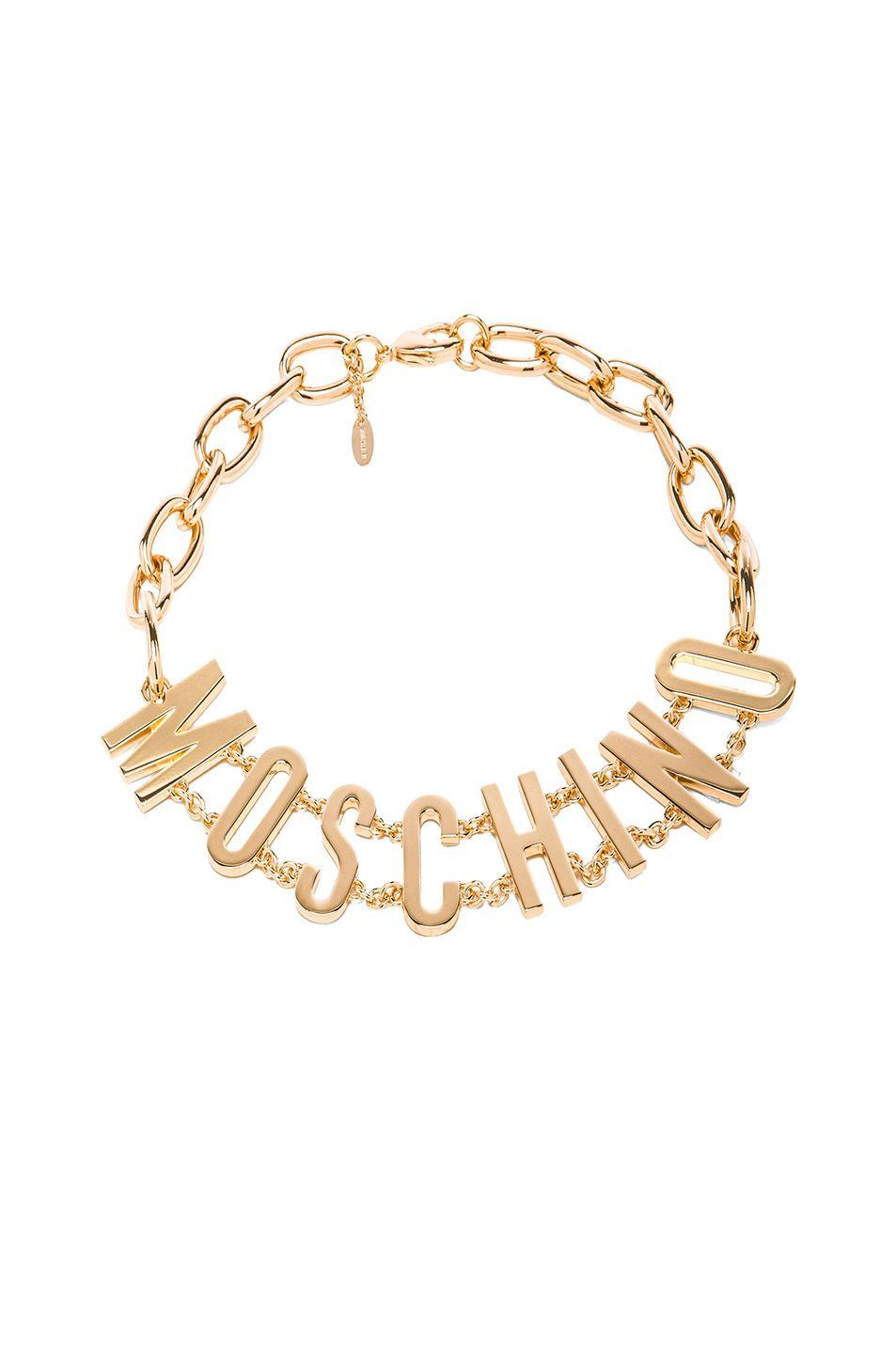 Moschino Gold Logo - Moschino Logo Necklace in Gold | FWRD