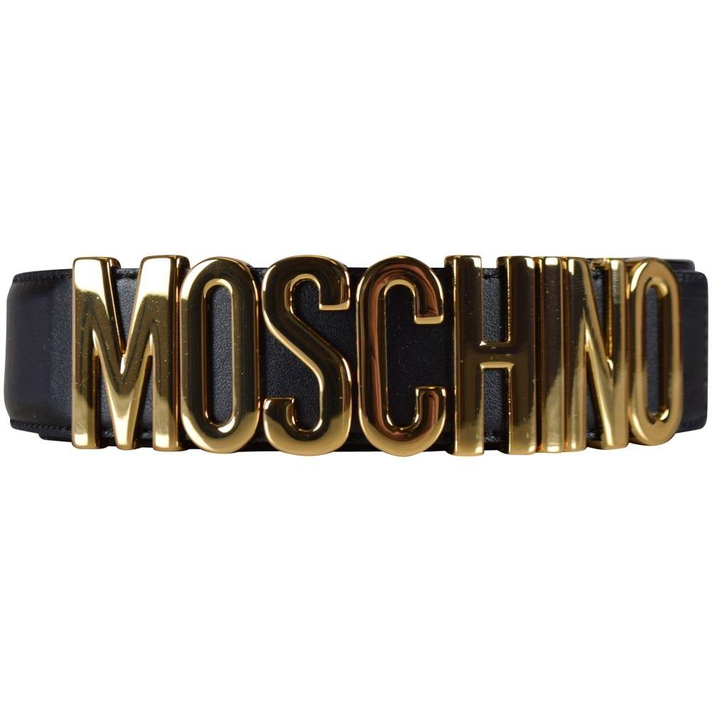 Moschino Gold Logo - MOSCHINO Moschino Black/Gold Logo Belt - Men from Brother2Brother UK
