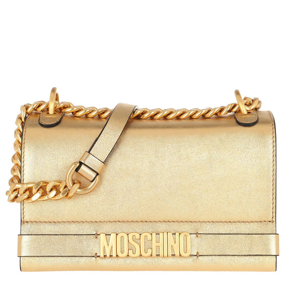 Moschino Gold Logo - Moschino Logo Crossbody Bag Gold in gold