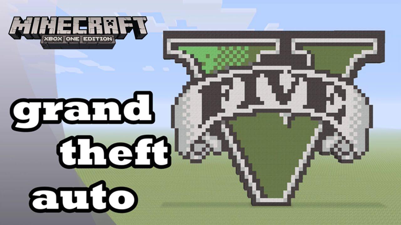 GTA 5 Logo - Minecraft: Pixel Art Tutorial and Showcase: Grand Theft Auto V Logo