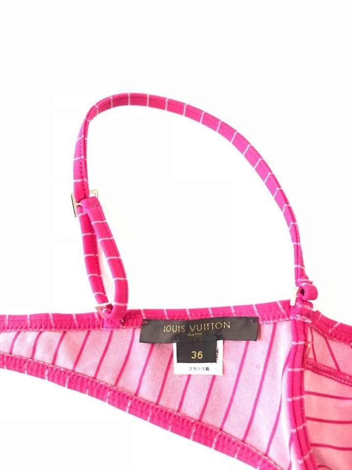 Louis Vuitton Pink Logo - Louis Vuitton Pink Pinstripe Logo Bathing Suit 230446 Bikini Set ...