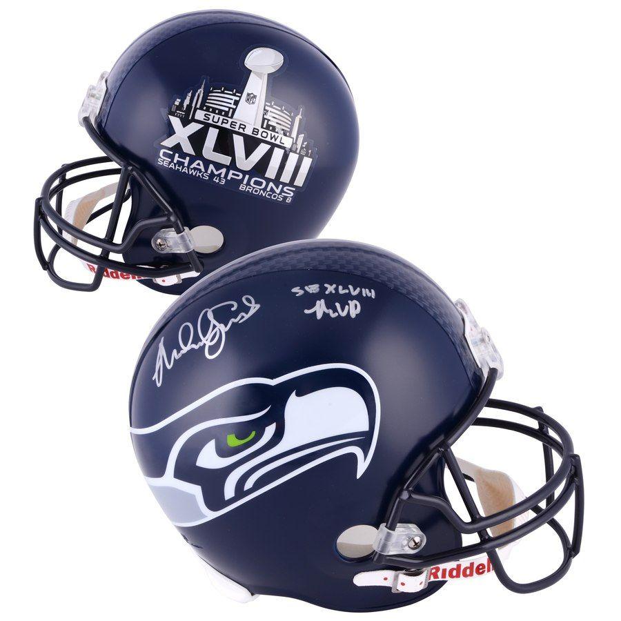 XLVIII Logo - Malcolm Smith Seattle Seahawks Super Bowl XLVIII Logo Autographed