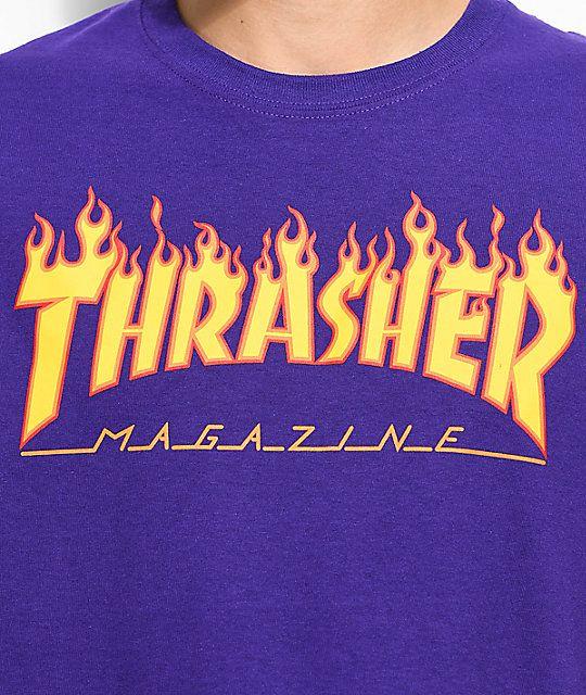 Thrasher Flame Logo - Thrasher Flame Logo Purple T-Shirt | Zumiez